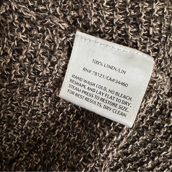 Eileen Fisher black and tan linen blend knit sweater - Picture 4 of 5
